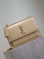 YSL 25S SUNSET BAG 22 IN NUDE CALFSKIN GOLD HARDWARE - Image 18