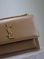 YSL 25S SUNSET BAG 22 IN BROWN CALFSKIN GOLD HARDWRE - Image 12