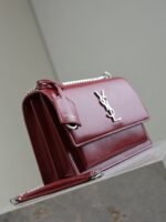 YSL 25S SUNSET BAG 22 IN CRIMSON RED CALFSKIN SILVER HARDWRE - Image 15