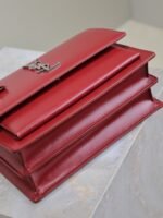 YSL 25S SUNSET BAG 22 IN CRIMSON RED CALFSKIN SILVER HARDWARE - Image 8