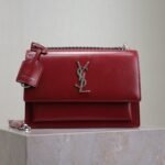 YSL 25S SUNSET BAG 22 IN CRIMSON RED CALFSKIN SILVER HARDWARE - Image 10