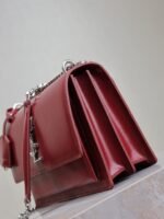 YSL 25S SUNSET BAG 22 IN CRIMSON RED CALFSKIN SILVER HARDWARE - Image 16