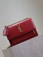 YSL 25S SUNSET BAG 22 IN CRIMSON RED CALFSKIN GOLD HARDWARE - Image 9
