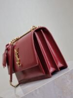 YSL 25S SUNSET BAG 22 IN CRIMSON RED CALFSKIN GOLD HARDWARE - Image 17