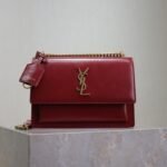 YSL 25S SUNSET BAG 22 IN CRIMSON RED CALFSKIN GOLD HARDWRE - Image 10