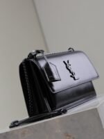 YSL 25S SUNSET BAG 22 IN BLACK CALFSKIN BLACK HARDWRE - Image 7