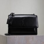 YSL 25S SUNSET BAG 22 IN BLACK CALFSKIN BLACK HARDWRE - Image 10