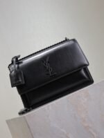 YSL 25S SUNSET BAG 22 IN BLACK CALFSKIN BLACK HARDWRE - Image 9