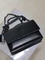 YSL 25S SUNSET BAG 22 IN BLACK CALFSKIN BLACK HARDWARE - Image 13