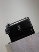 YSL 25S SUNSET BAG 22 IN BLACK CALFSKIN SILVER HARDWRE - Image 8