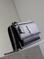 YSL 25S SUNSET BAG 22 IN BLACK CALFSKIN SILVER HARDWRE - Image 4
