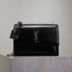 YSL 25S SUNSET BAG 22 IN BLACK CALFSKIN SILVER HARDWRE - Image 10