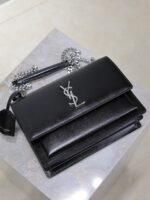 YSL 25S SUNSET BAG 22 IN BLACK CALFSKIN SILVER HARDWRE - Image 3