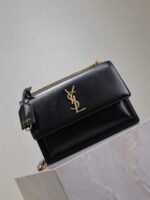 YSL 25S SUNSET BAG 22 IN BLACK CALFSKIN GOLD HARDWRE - Image 18