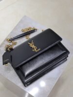 YSL 25S SUNSET BAG 22 IN BLACK CALFSKIN GOLD HARDWRE - Image 15