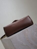 YSL 25S LOULOU PUFFER MM 29 IN DARK BROWN CALFSKIN GOLD HARDWARE - Image 9