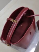 YSL 25S LE 5 À 7 BUCKET 26 IN DARK BURGUNDY CALFSKIN GOLD HARDWARE - Image 14