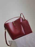 YSL 25S LE 5 À 7 BUCKET 26 IN DARK BURGUNDY CALFSKIN GOLD HARDWARE - Image 7
