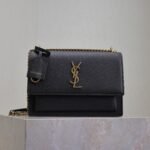 YSL 25S SUNSET MEDIUM 22 IN BLACK GRAINED CALFSKIN GOLD HARDWRE - Image 10