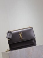 YSL 25S SUNSET BAG 22 IN DARK PURPLE CALFSKIN GOLD HARDWARE - Image 8