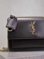 YSL 25S SUNSET BAG 22 IN DARK PURPLE CALFSKIN GOLD HARDWARE - Image 15