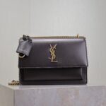 YSL 25S SUNSET BAG 22 IN COFEE BROWN CALFSKIN GOLD HARDWRE - Image 10