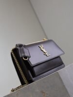 YSL 25S SUNSET BAG 22 IN DARK PURPLE CALFSKIN GOLD HARDWARE - Image 7
