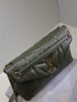 YSL 25S LOULOU PUFFER GM 35 IN DARK OLIVE CALFSKIN GOLD HARDWARE - Image 4