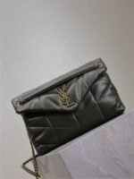 YSL 25S LOULOU PUFFER GM 35 IN DARK OLIVE CALFSKIN GOLD HARDWARE - Image 2