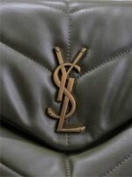 YSL 25S LOULOU PUFFER GM 35 IN DARK OLIVE CALFSKIN GOLD HARDWRE - Image 15