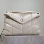 YSL 25S LOULOU PUFFER GM 35 IN SMOKEY TAUPE CALFSKIN SILVER HARDWARE - Image 10