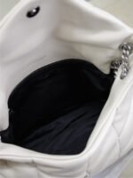 YSL 25S LOULOU PUFFER GM 35 IN SMOKEY TAUPE CALFSKIN SILVER HARDWRE - Image 5
