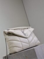 YSL 25S LOULOU PUFFER GM 35 IN SMOKEY TAUPE CALFSKIN SILVER HARDWRE - Image 6
