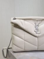 YSL 25S LOULOU PUFFER GM 35 IN SMOKEY TAUPE CALFSKIN SILVER HARDWRE - Image 3