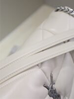 YSL 25S LOULOU PUFFER GM 35 IN SMOKEY TAUPE CALFSKIN SILVER HARDWARE - Image 8