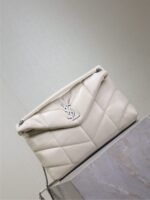 YSL 25S LOULOU PUFFER GM 35 IN SMOKEY TAUPE CALFSKIN SILVER HARDWRE - Image 7