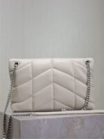 YSL 25S LOULOU PUFFER MM 29 IN SMOKEY TAUPE CALFSKIN SILVER HARDWARE - Image 2