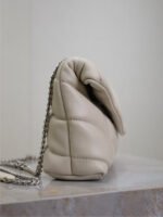 YSL 25S LOULOU PUFFER MINI 23 IN SMOKEY TAUPE CALFSKIN SILVER HARDWRE - Image 6