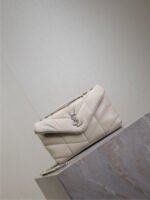 YSL 25S LOULOU PUFFER MINI 23 IN SMOKEY TAUPE CALFSKIN SILVER HARDWARE - Image 17