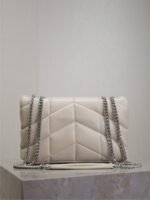 YSL 25S LOULOU PUFFER MINI 23 IN SMOKEY TAUPE CALFSKIN SILVER HARDWRE - Image 2