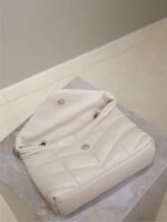YSL 25S LOULOU PUFFER MINI 23 IN SMOKEY TAUPE CALFSKIN SILVER HARDWARE - Image 4