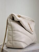 YSL 25S LOULOU PUFFER GM 35 IN BLANC VINTAGE CALFSKIN GOLD HARDWARE - Image 16