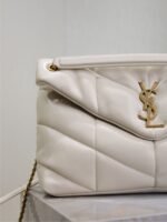 YSL 25S LOULOU PUFFER GM 35 IN BLANC VINTAGE CALFSKIN GOLD HARDWRE - Image 3