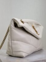 YSL 25S LOULOU PUFFER MM 29 IN BLANC VINTAGE CALFSKIN GOLD HARDWARE - Image 8