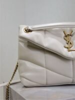 YSL 25S LOULOU PUFFER MM 29 IN BLANC VINTAGE CALFSKIN GOLD HARDWARE - Image 12