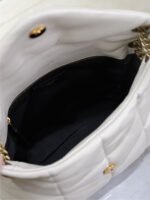 YSL 25S LOULOU PUFFER MM 29 IN BLANC VINTAGE CALFSKIN GOLD HARDWARE - Image 5