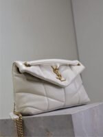 YSL 25S LOULOU PUFFER MM 29 IN BLANC VINTAGE CALFSKIN GOLD HARDWARE - Image 15