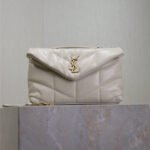 YSL 25S LOULOU PUFFER MINI 23 IN BLANC VINTAGE CALFSKIN GOLD HARDWRE - Image 10