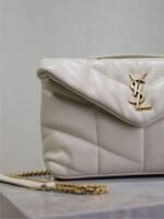 YSL 25S LOULOU PUFFER MINI 23 IN BLANC VINTAGE CALFSKIN GOLD HARDWRE - Image 12