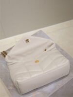 YSL 25S LOULOU PUFFER MINI 23 IN BLANC VINTAGE CALFSKIN GOLD HARDWARE - Image 13